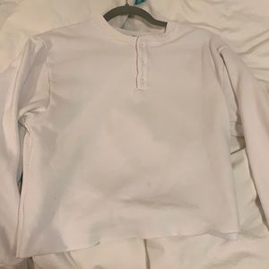Brandy Melville White Buttoned Thick Longsleeve